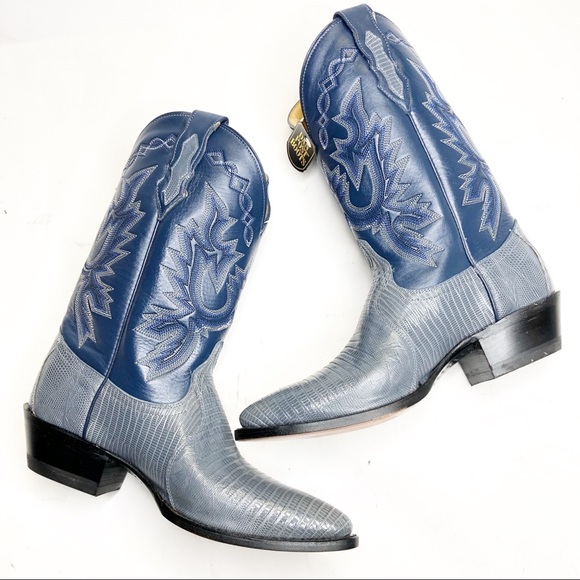 Dan Post | Blue Teju Lizard Western Boots - Picture 2 of 7